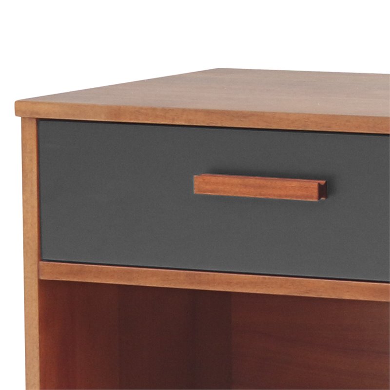 Home Square 1-drawer Wood End Table in Monterey Brown - Set of 2