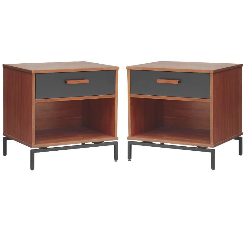 Home Square 1-drawer Wood End Table in Monterey Brown - Set of 2