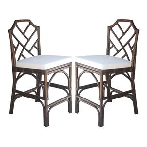 Home Square 27&quot Rattan Counter Stool in Paloma Brown - Set of 2