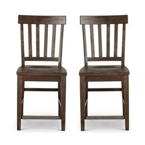 Home Square 24&quot Slat Back Counter Stool in Dark Oak - Set of 2