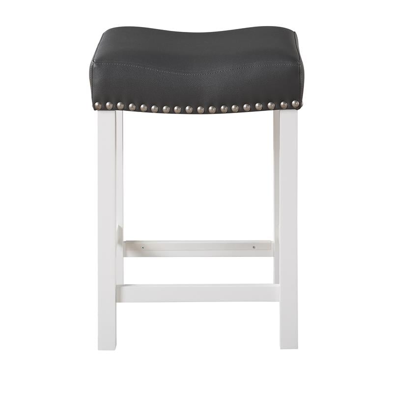 Home Square Faux Leather Counter Stool in Black/White - Set of 2