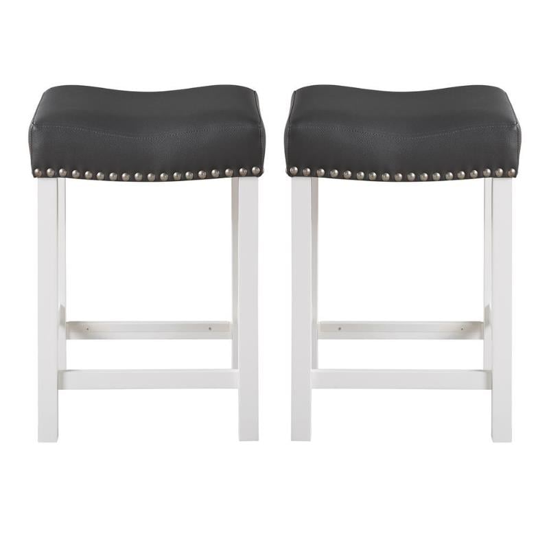 Home Square Faux Leather Counter Stool in Black/White - Set of 2