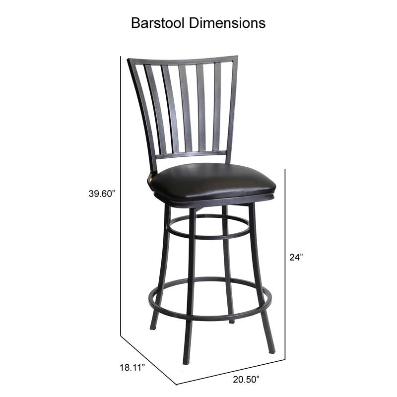 Home Square Commercial Metal Swivel Counter Stool in Black - Set of 2