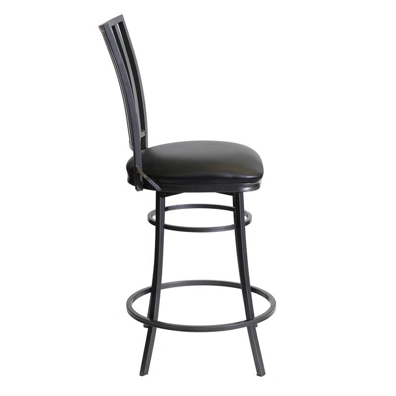 Home Square Commercial Metal Swivel Counter Stool in Black - Set of 2