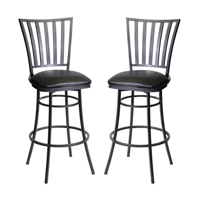 Home Square Commercial Metal Swivel Counter Stool in Black - Set of 2