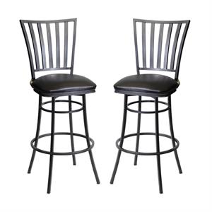 Home Square Commercial Metal Swivel Counter Stool in Black - Set of 2
