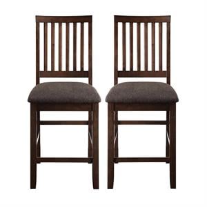 Home Square Wood Counter Stool in Espresso - Set of 2