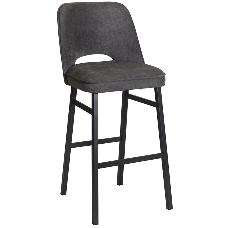 Home Square Commercial Grade Metal Barstool in Charcoal - Set of 2