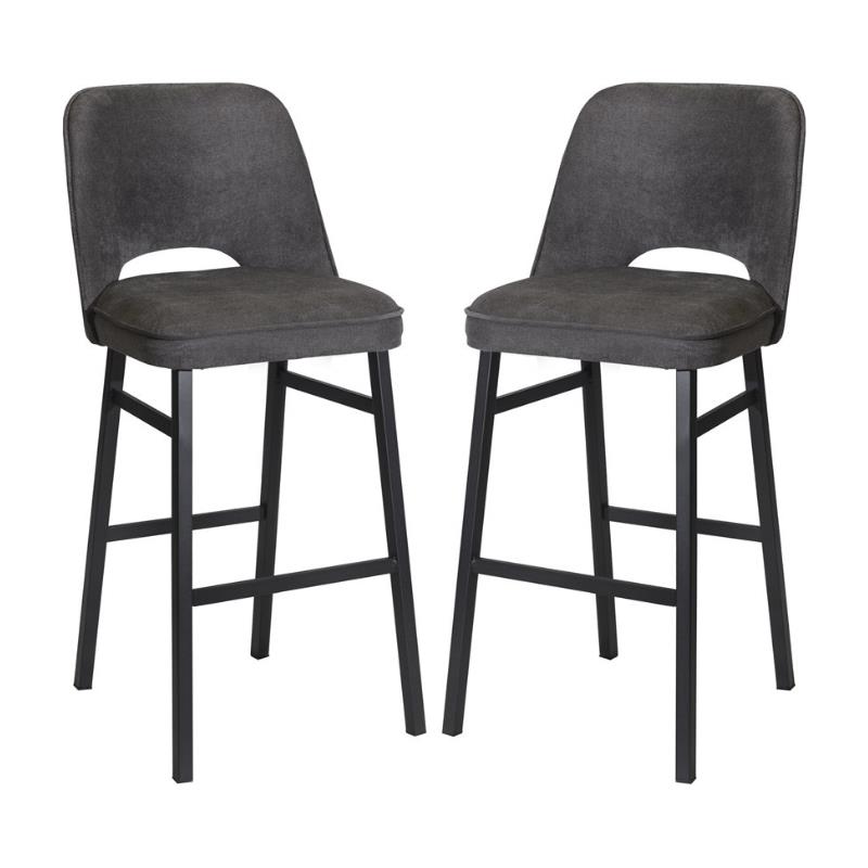 Home Square Commercial Grade Metal Barstool in Charcoal - Set of 2