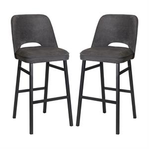 Home Square Commercial Grade Metal Barstool in Charcoal - Set of 2