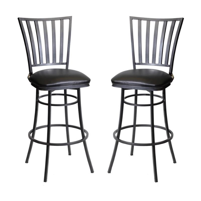 Home Square Commercial Grade Metal Swivel Barstool in Black - Set of 2