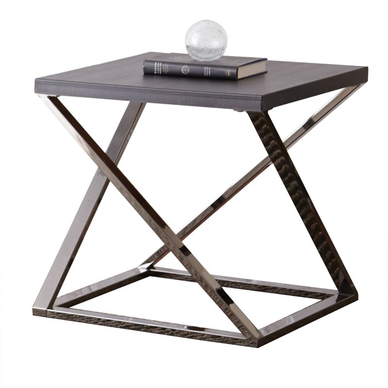 Home Square Square End Table in Black Nickel - Set of 2