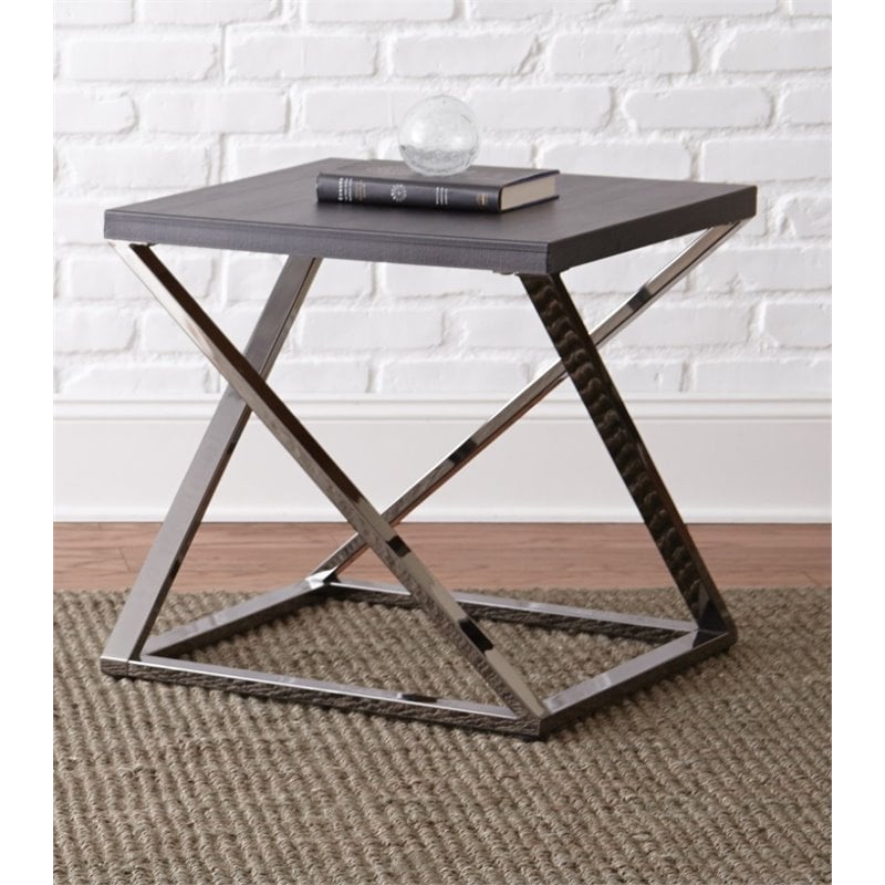 Home Square Square End Table in Black Nickel - Set of 2