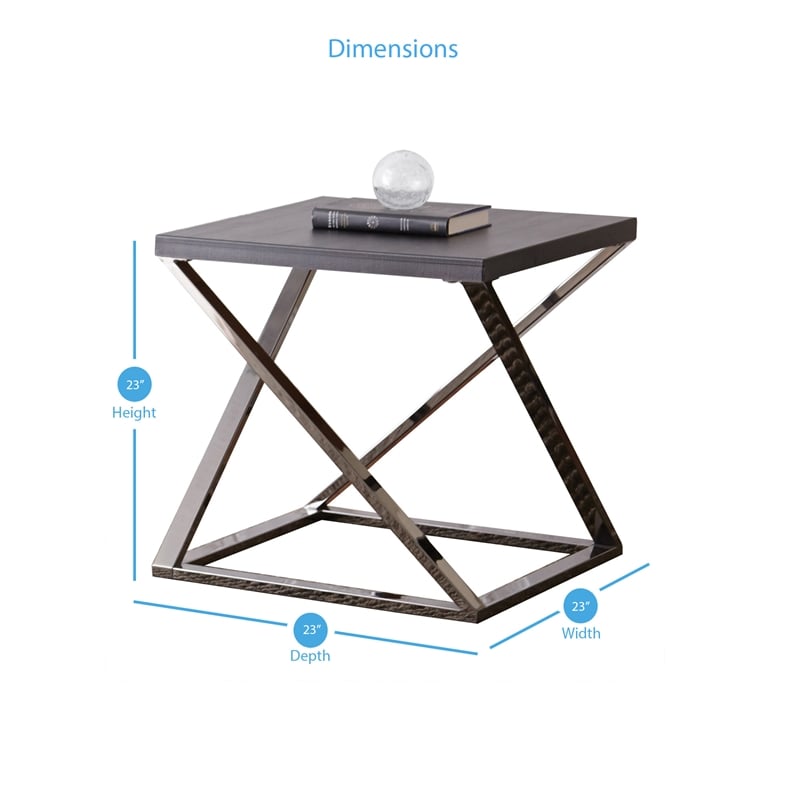 Home Square Square End Table in Black Nickel - Set of 2