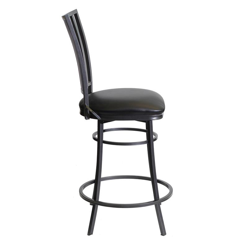 Home Square Commercial Metal Swivel Counter Stool in Black - Set of 3