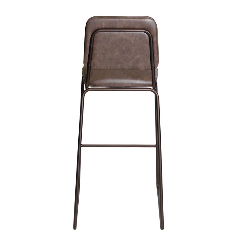 Home Square Faux Leather and Metal Bar Stool in Cocoa Brown - Set of 3