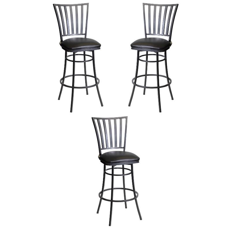 Home Square Commercial Grade Metal Swivel Barstool in Black - Set of 3