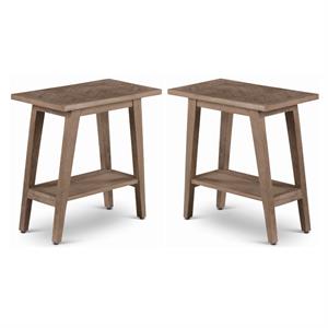 Home Square Wood Chairside End Table in Natural - Set of 2