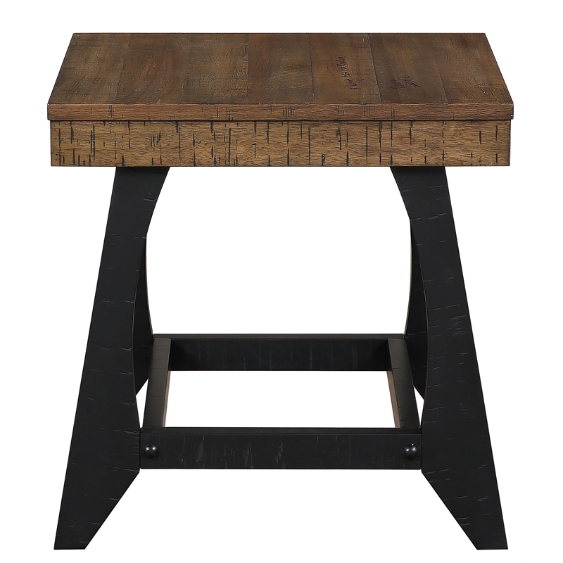 Home Square End Table in Caramel and Ebony - Set of 2