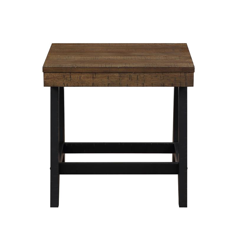Home Square End Table in Caramel and Ebony - Set of 2