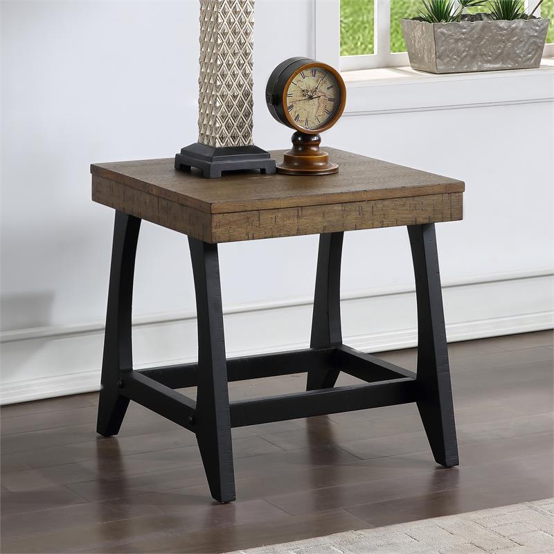 Home Square End Table in Caramel and Ebony - Set of 2