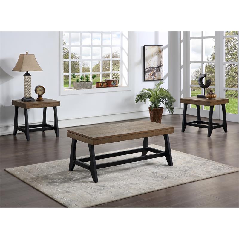 Home Square End Table in Caramel and Ebony - Set of 2