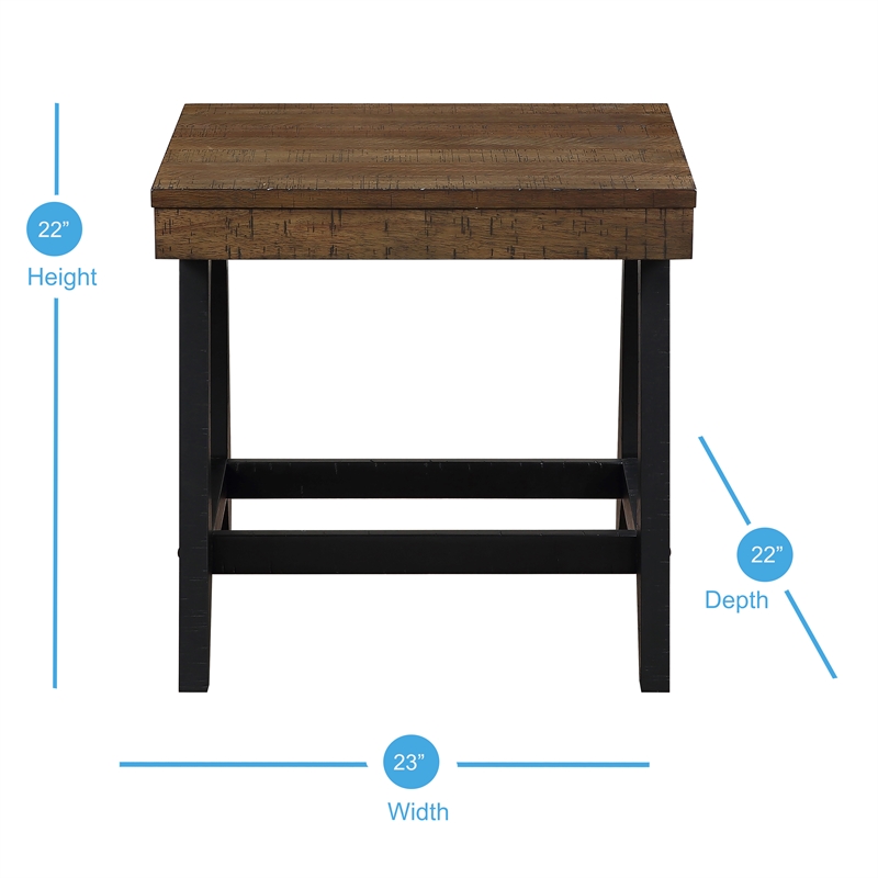 Home Square End Table in Caramel and Ebony - Set of 2