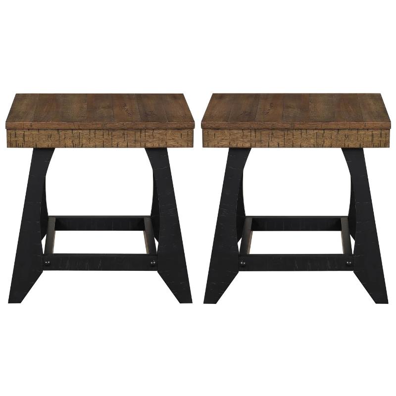 Home Square End Table in Caramel and Ebony - Set of 2