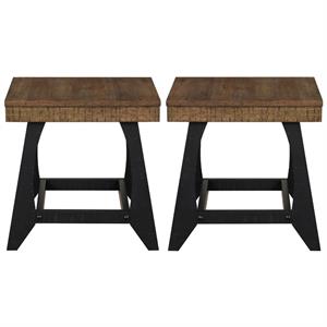 Home Square End Table in Caramel and Ebony - Set of 2