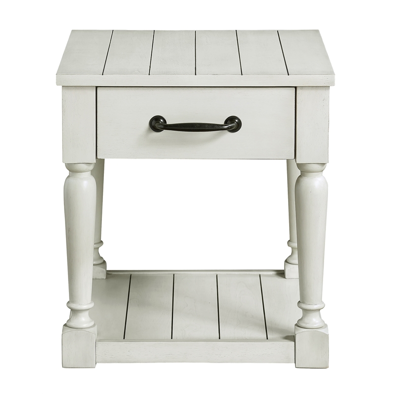 Home Square End Table in White Alabaster Finish - Set of 2