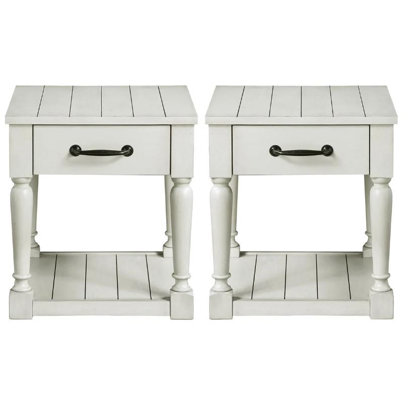 Home Square End Table in White Alabaster Finish - Set of 2