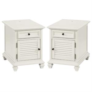Home Square Modern Wood Storage End Table in White - Set of 2