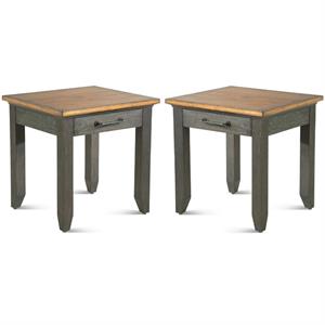Home Square Rustic Wood End Table in Brown and Honey - Set of 2
