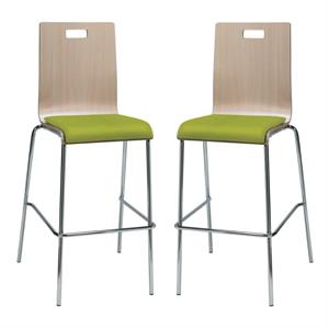Home Square 30&quot Fabric Seat Bar Stool in Natural and Avocado - Set of 2