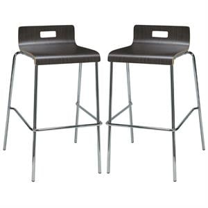 Home Square 30&quot Stylish Wooden Low Back Bar Stool in Espresso - Set of 2