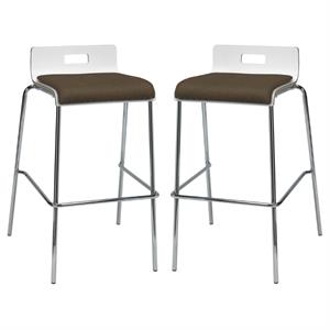 Home Square 30&quot Wooden and Fabric Seat Bar Stool in White/Fudge - Set of 2