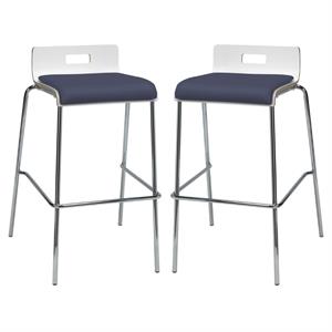 Home Square 30&quot Vinyl Seat Bar Stool in White and Grape - Set of 2
