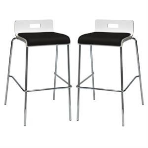 Home Square 30&quot Fabric Seat Bar Stool in White and Tuxedo - Set of 2