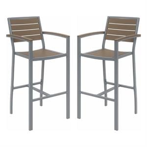 Home Square 29.5&quot Bar Stool in Mocha and Silver - Set of 2