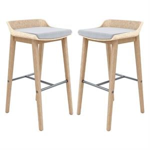Home Square Olio Designs Della 30&quot Wooden Bar Stool in Almond/Latte - Set of 2