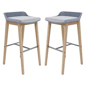 Home Square 30&quot Wooden Bar Stool in Gray/Latte - Set of 2