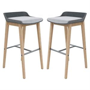 Home Square 30&quot Wooden Barstool in Dark Gray/Latte - Set of 2
