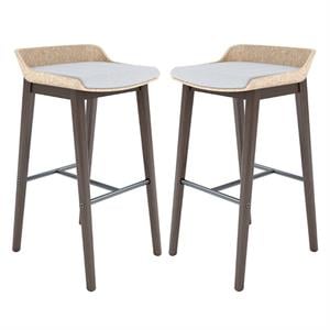 Home Square Olio Designs Della 30&quot Wooden Bar Stool in Almond/Umber - Set of 2