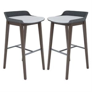 Home Square 30&quot Wood Bar Stool in Dark Gray/Umber - Set of 2