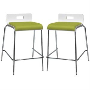 Home Square 25&quot Wooden Seat Counter Stool in White and Avocado - Set of 2