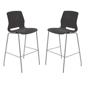 Home Square 30&quot Plastic Bar Stool in Black - Set of 2