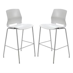 Home Square 30&quot Plastic Bar Stool in Light Gray - Set of 2
