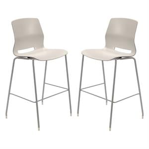 Home Square Olio Designs Lola 30&quot Plastic Bar Stool in Moonbeam - Set of 2