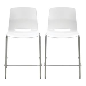 Home Square 25&quot Plastic Counter Stool in White - Set of 2