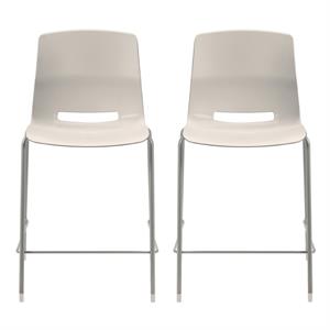Home Square Olio Designs Lola 25&quot Plastic Counter Stool in Moonbeam - Set of 2